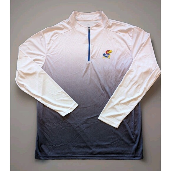 NEW Kansas Jayhawks Colosseum  1/4 Zip White & Purple Pullover LS Shirt  XXL - Picture 1 of 9
